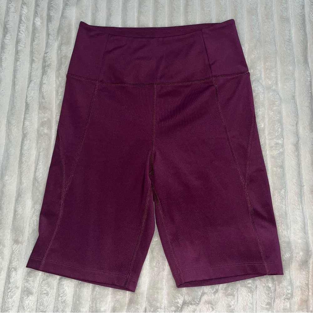 Girlfriend Collective High Rise Compressive Bike Shorts in Plum Medium
